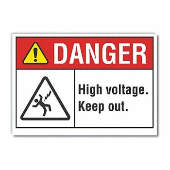 LYLE High Voltage Danger Rflct Lbl 5inx7in, 62TV11