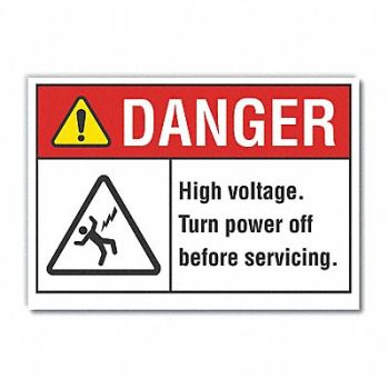 LYLE High Voltage Danger Rflct Lbl 5inx7in, 62TV23