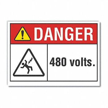 LYLE Voltage Danger Rflctv Label 5inx7in, 62TV35
