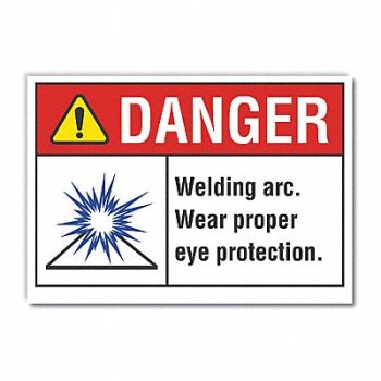 LYLE Eye Danger Rflctv Label 5inx7in, 62TV71