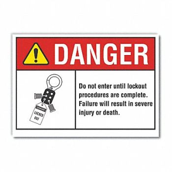 LYLE Lockout Tagout Danger Rflctv Label 5x7in, 62TV95