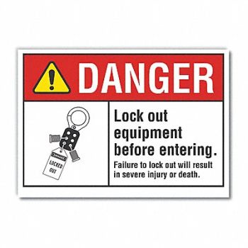 LYLE LockoutTagout DangerLbl 10x14in Polyest, 62TV99