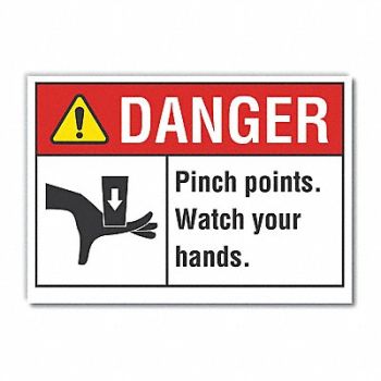LYLE Pinch Point Danger Rflctv Label 5inx7in, 62TW32