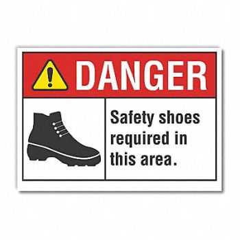 LYLE Foot Danger Rflct Label 5 in x 7 in, 62TX29