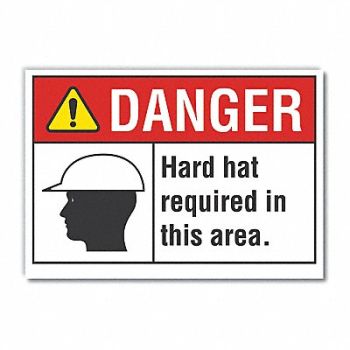 LYLE Hard Hat Danger Rflct Label 5inx7in, 62TX89