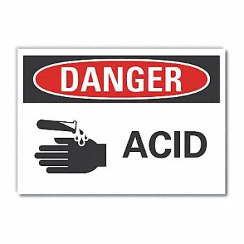 LYLE Acid Danger Rflctv Label 5inx7in, 62UA92