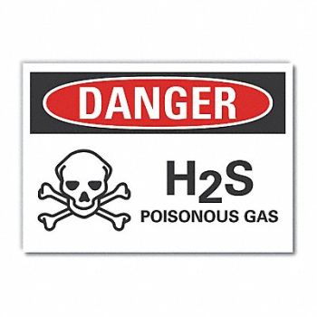 LYLE H(2)S Poisonous Gas Rflct Lbl 7x10in, 62UC50