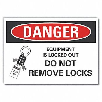 LYLE Lockout Tagout Danger Rflct Lbl 5inx7in, 62UF32