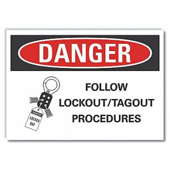 LYLE Lockout Tagout Danger Rflctv Label 5x7in, 62UF56