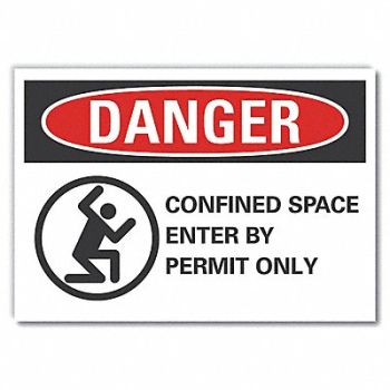 LYLE Confined Space Danger Rflctv Label 5x7in, 62UG53