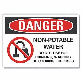 LYLE Potable Water Danger Lbl 5x7in Polyest, 62UG95
