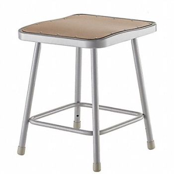 NATIONAL PUBLIC SEATING Square Stool Welded Tube Leg Gry 17.5 H, 8CV36