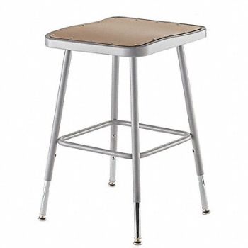 NATIONAL PUBLIC SEATING Square Stool Adjustable Legs Gray 18 H, 9CUK1