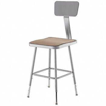 NATIONAL PUBLIC SEATING Square Stool Adjustable Legs Gray 32 H, 8PPL3
