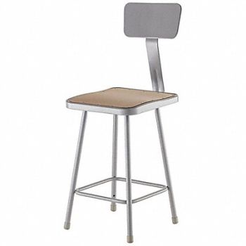 NATIONAL PUBLIC SEATING Square Stool Welded Tube Leg Gray 37 H, 8RNU3