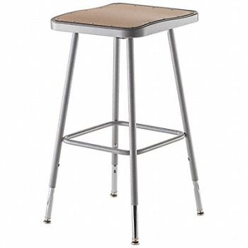 NATIONAL PUBLIC SEATING Square Stool Adjustable Legs Gray 24 H, 9T067