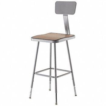 NATIONAL PUBLIC SEATING Square Stool Adjustable Legs Gray 38 H, 9G514