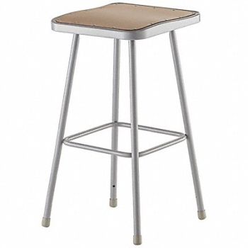 NATIONAL PUBLIC SEATING Square Stool Welded Tube Leg Gray 30 H, 9T066