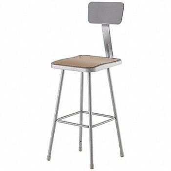 NATIONAL PUBLIC SEATING Square Stool Welded Tube Leg Gray 43 H, 8RNU4