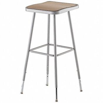 NATIONAL PUBLIC SEATING Square Stool Adjustable Legs Gray 30 H, 8D273