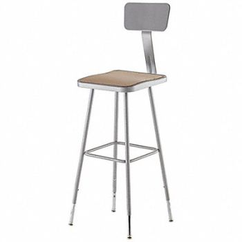 NATIONAL PUBLIC SEATING Square Stool Adjustable Legs Gray 44 H, 9KEE6
