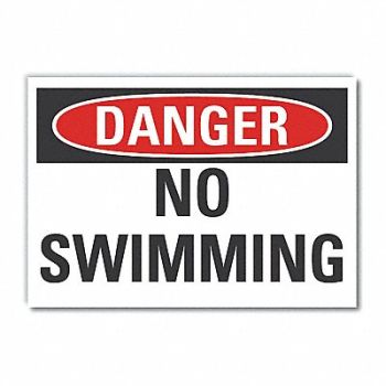 LYLE No Swimming Danger Rflct Label 5inx7in, 63JV49