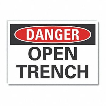 LYLE Open Trench Danger Rflct Label 5inx7in, 63JV61