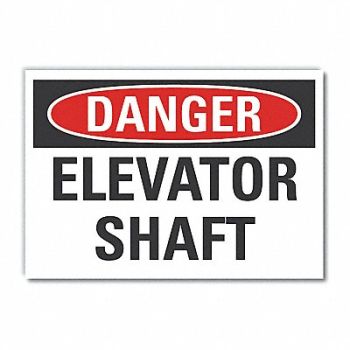 LYLE Elevator Hazard Danger Rflct Lbl 5x7in, 63JY04
