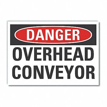 LYLE Conveyor Safety Danger Rflct Lbl 5x7in, 63KC43