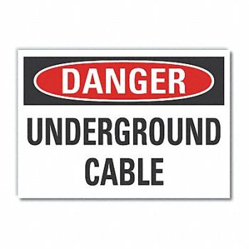 LYLE Undgrd Cbl Danger Rflct Label 5inx7in, 63KC55