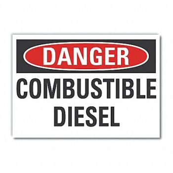 LYLE Combust Diesel Danger Rflctv Lbl 7x10in, 63KE10