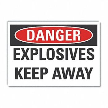 LYLE Explosive Mtrl Danger Lbl 5x7in, 63KG37