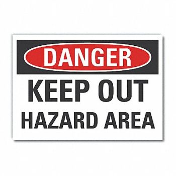 LYLE Hazard Area Danger Rflct Label 5inx7in, 63KH28