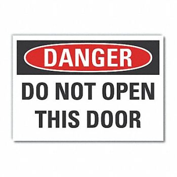LYLE Door Instructn Danger Label 5x7in Polyes, 63KH70