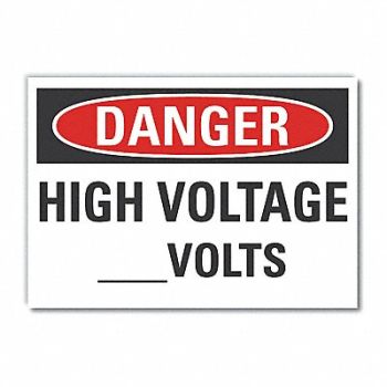 LYLE High Voltage Danger Rflct Lbl 5inx7in, 63KJ01