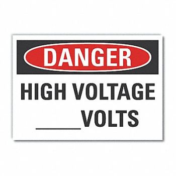 LYLE High Voltage Danger Rflct Lbl 7inx10in, 63KJ22