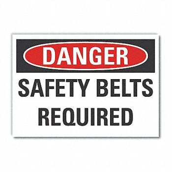 LYLE Safety Belt Danger Rflct Label 5inx7in, 63KJ73