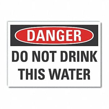 LYLE Potable Water Danger Rflct Label 5x7in, 63KK82