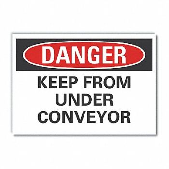 LYLE Conveyor Safety Danger Rflct Lbl 5x7in, 63KM64