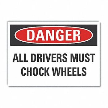 LYLE Chock Wheels Danger Rflctv Label 5inx7in, 63KR43