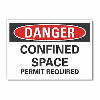 LYLE Confined Space Danger Rflctv Label 5x7in, 63KT76