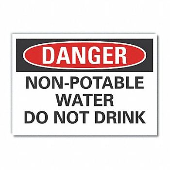 LYLE Potable Water Danger Lbl 10x14in Polyest, 63KT80