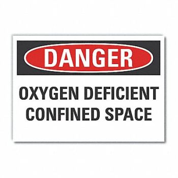 LYLE Confined Space Danger Rflct Lbl 7x10in, 63KU34