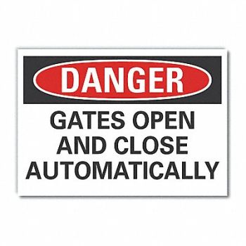 LYLE Gate Operation Danger Rflct Label 5x7in, 63KW07