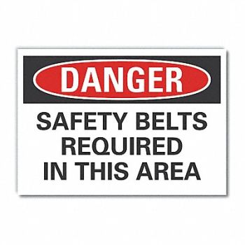 LYLE Safety Belt Danger Rflct Label 3.5x5in, 63KW18