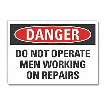 LYLE Mach Operation Danger Lbl 7x10in Polyest, 63KY04