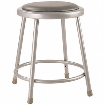 NATIONAL PUBLIC SEATING Round Stool Welded Tube Leg Gray 18 H, 8XDF3