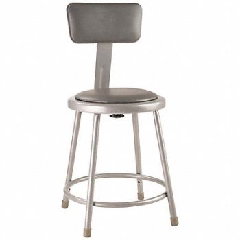 NATIONAL PUBLIC SEATING Round Stool Welded Tube Leg Gray 31 H, 8TNU6