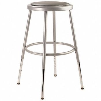 NATIONAL PUBLIC SEATING Round Stool Adjustable Legs Gray 19 H, 9KAW2