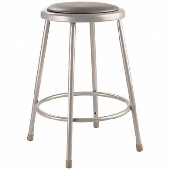 NATIONAL PUBLIC SEATING Round Stool Welded Tube Leg Gray 24 H, 9HZA2
